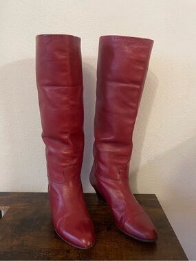 Vintage Women's Tall Red Leather Boots size 36